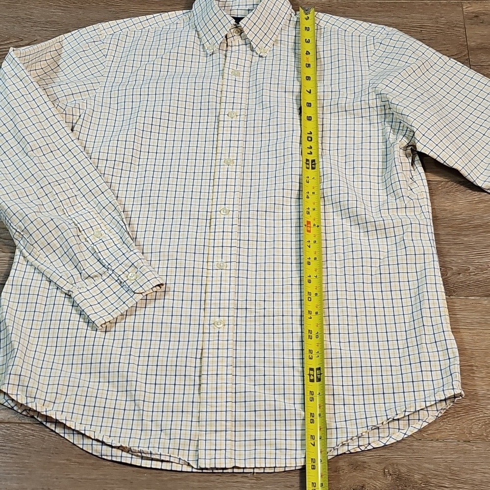 Ralph Lauren 100% Cotton Yellow Navy Check Plaid Long Sleeve Button Down Shirt - Picture 13 of 14